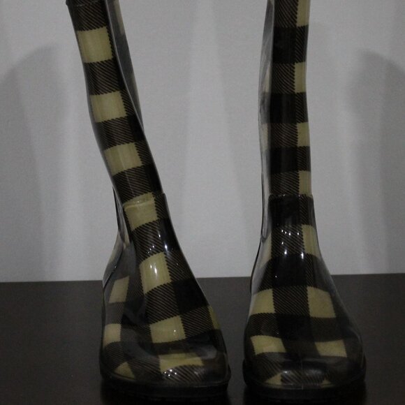 Ralph Lauran Rossalyn 2 Tail Rubber Rain Boots Size 11 Plaid - Picture 1 of 4
